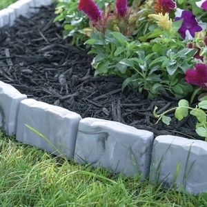 Decorative No Dig Gray Stone Look Garden Edging 15'